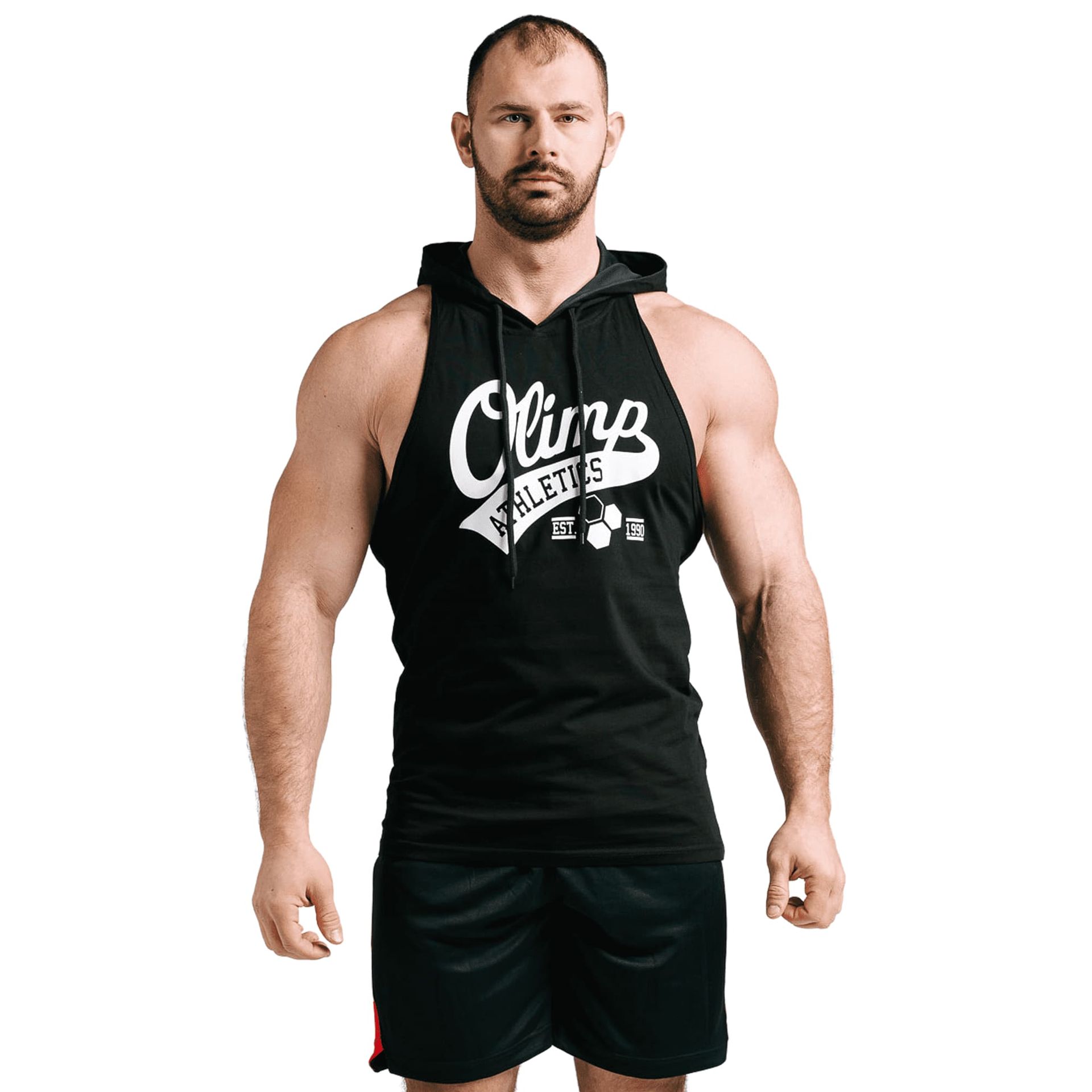 Męska koszulka treningowa z kapturem Olimp - Men Stringer Hoodie Athletics czarna-M