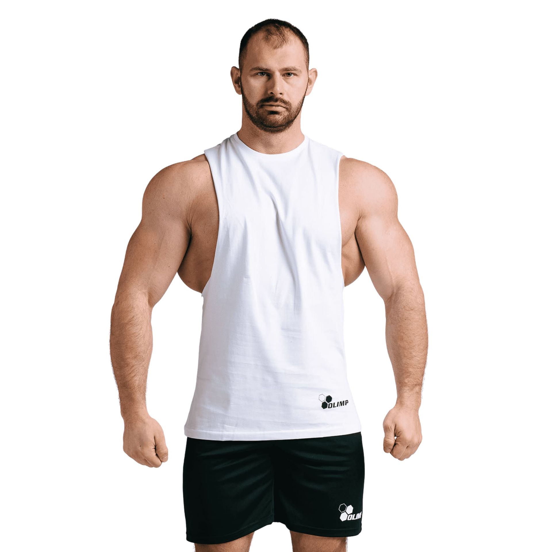 Męska koszulka treningowa Olimp - Men Sleeveless Basic biała-L