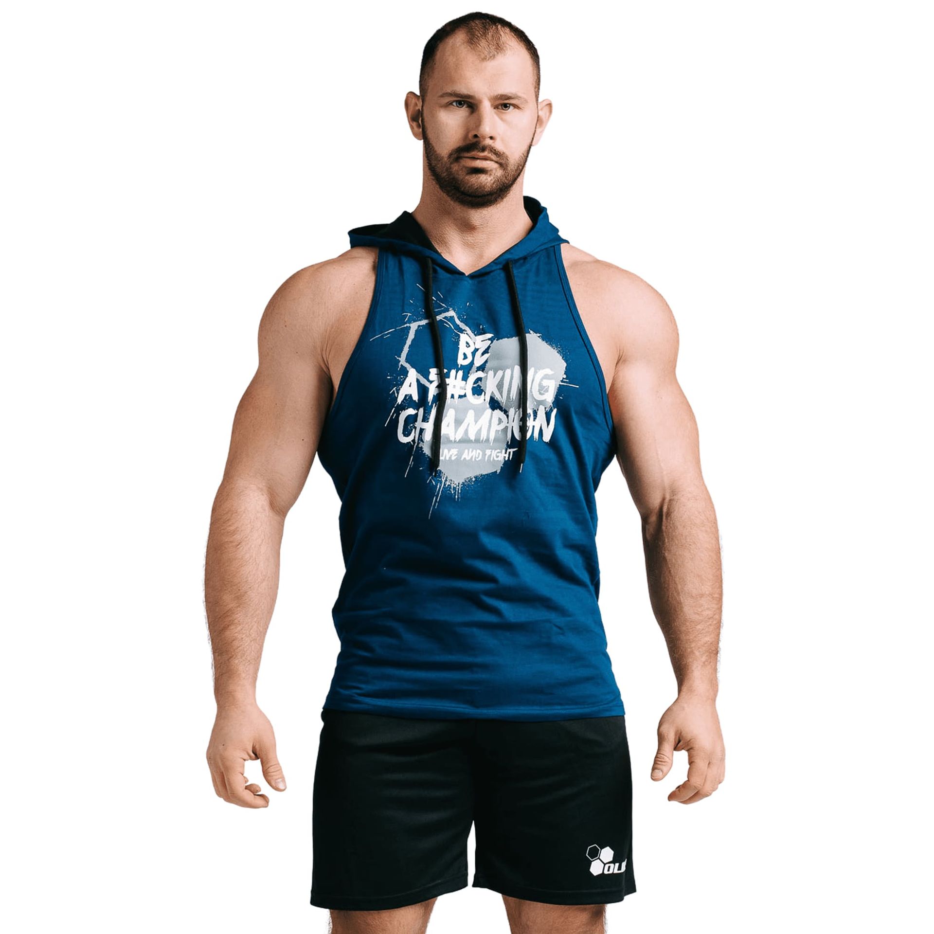 Męska koszulka treningowa z kapturem Olimp - Men Stringer Hoodie Champion navy-M