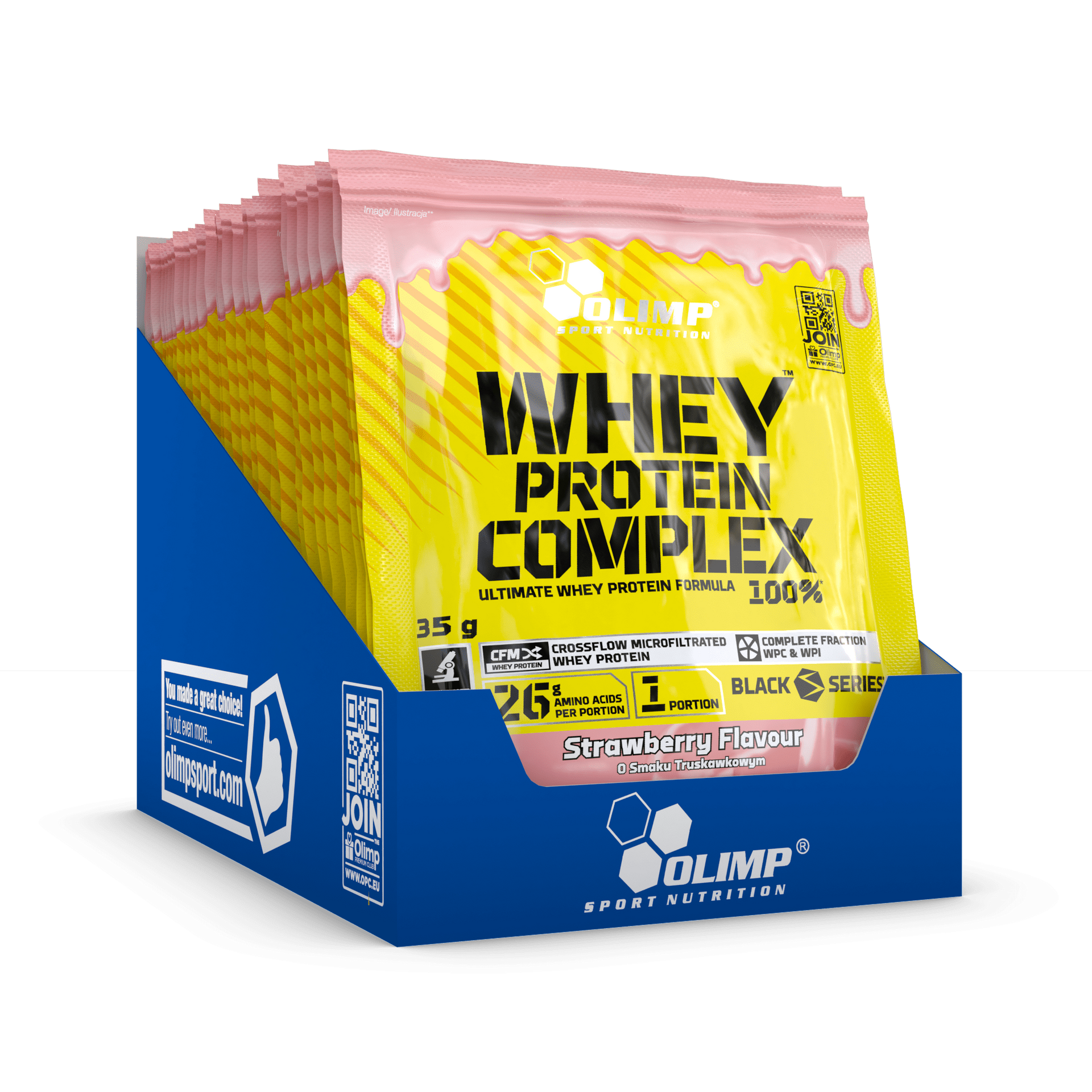 Zdjęcia - Odżywka białkowa Olimp Whey Protein Complex 100 - 20 x 35 g - Truskawka 