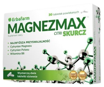 ERBAFARM NATURALE SP. Z O.O. Magnezmax citri skurcz 30 tabletek powlekanych 3725241