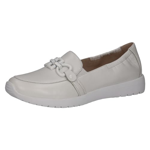 CAPRICE Damskie kapcie ze skóry z klamrą, White Softnap, 38 EU