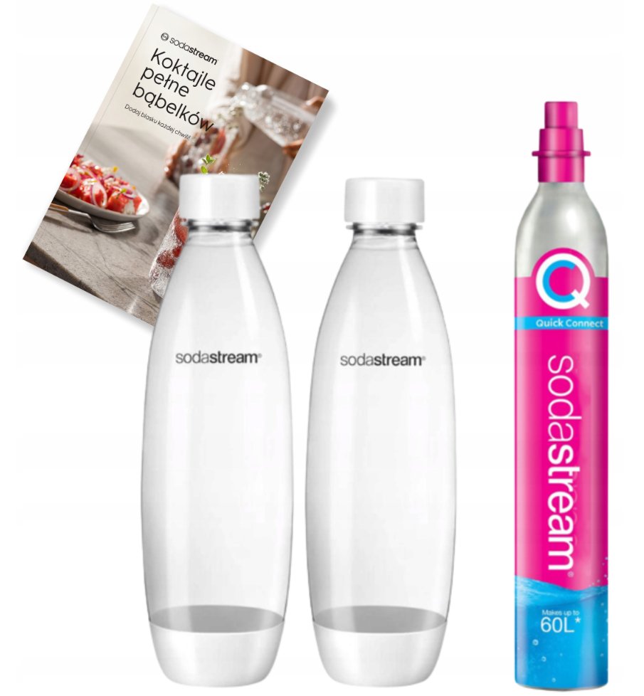 Zestaw SodaStream 2 butelki Fuse Białe + Cylinder