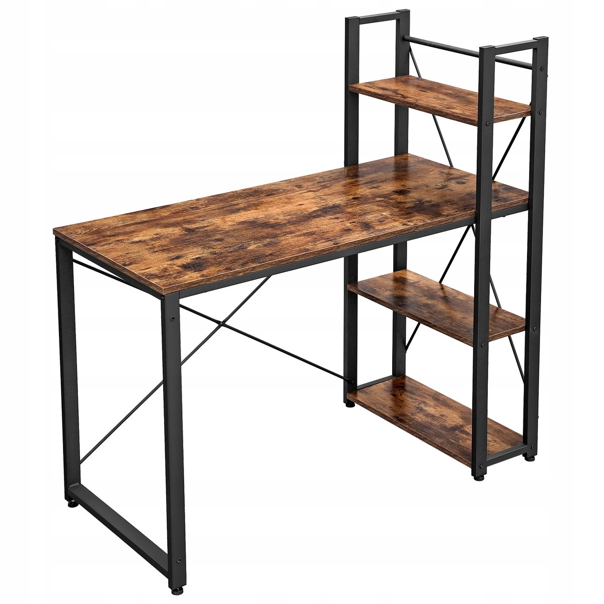 Biurko ciemny brąz z półkami vintage loft BEGRYF 120x60x120