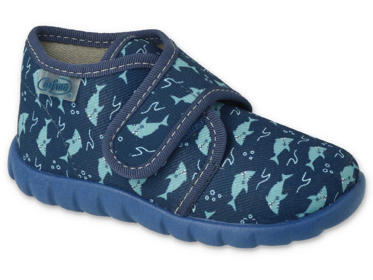 Kapcie chłopięce za kostkę Flexi, granatowe, Befado