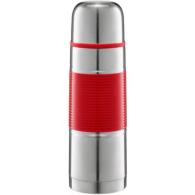 Termos AMBITION Gummy 750 ml Srebrno-czerwony