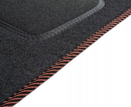 Dywaniki welurowe Standard do Kia Ceed I 2006-2012 - Czarno-brązowa lamówka materiałowa