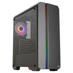 Aerocool GENESISV2BK, Obudowa PC ATX, Panel przedni LED ARGB, Wentylator ARGB 12cm, Czarny
