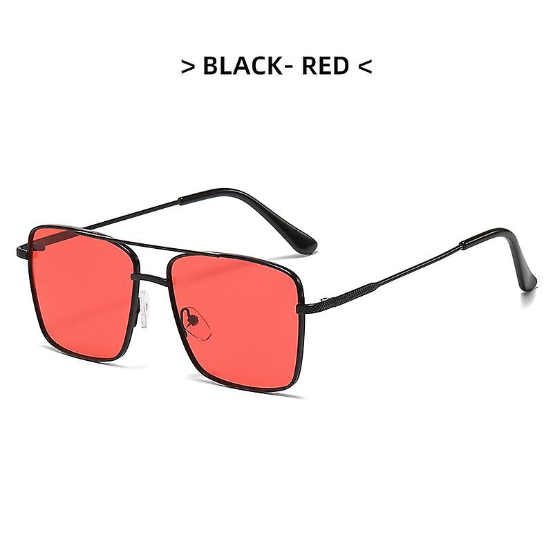 unbrand Nowe okulary przeciwsłoneczne Spolaryzowane kwadratowe okulary Ochrona UV Double Bridge Unisex Use Czarny czerwony
