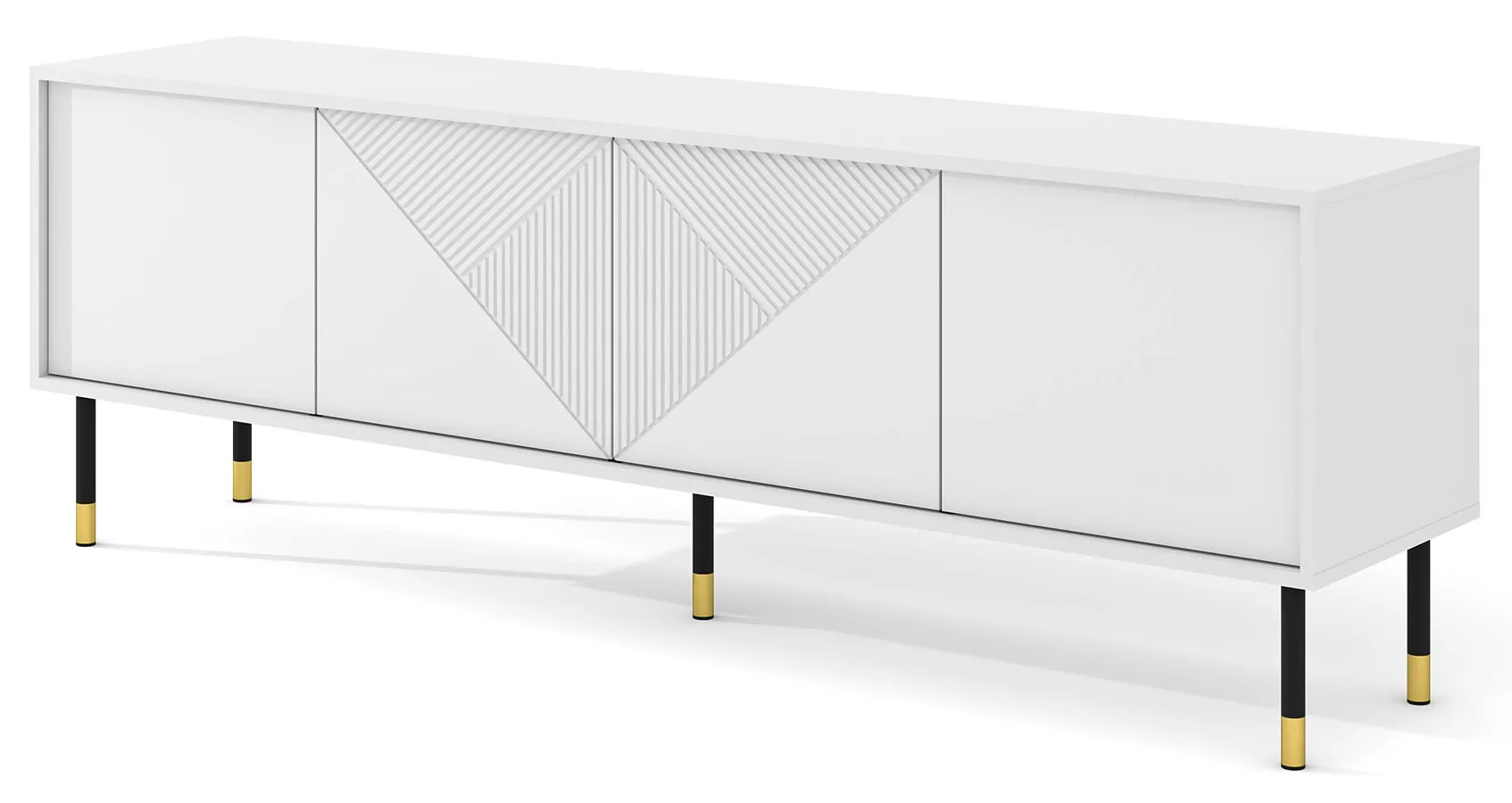 Biała stojąca frezowana szafka rtv F8-P58