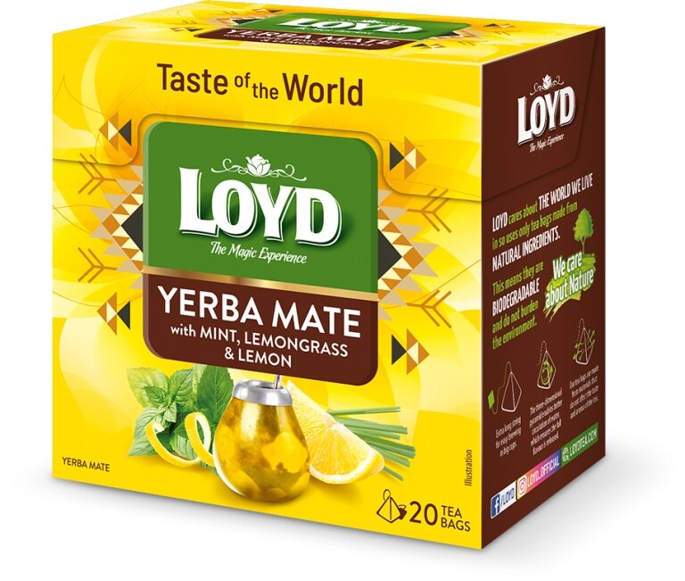 Yerba Mate Loyd Taste of The World z Miętą, Trawą cytrynową i skórką Cytryny 20 torebek