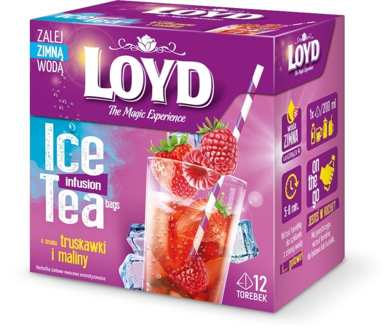 Loyd Herbata na zimno Ice Tea truskawki maliny 48 torebek piramidki L03062050