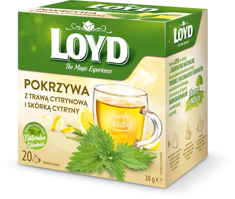 Loyd Herbata Pokrzywa z trawą cytrynową o smaku cytryny 80 torebek piramidki 3102696