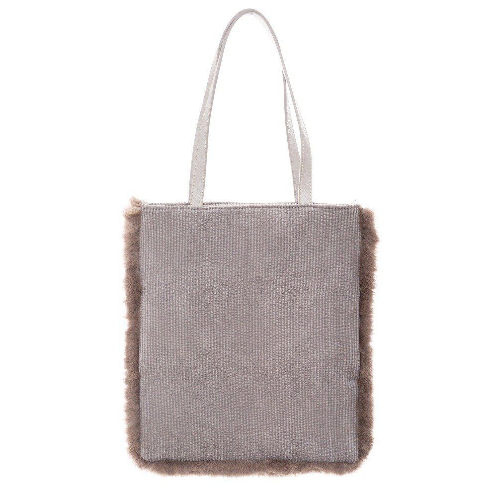 Torba na zakupy obszyta futerkiem, SCHOPPING BAG, 38 x 40 cm