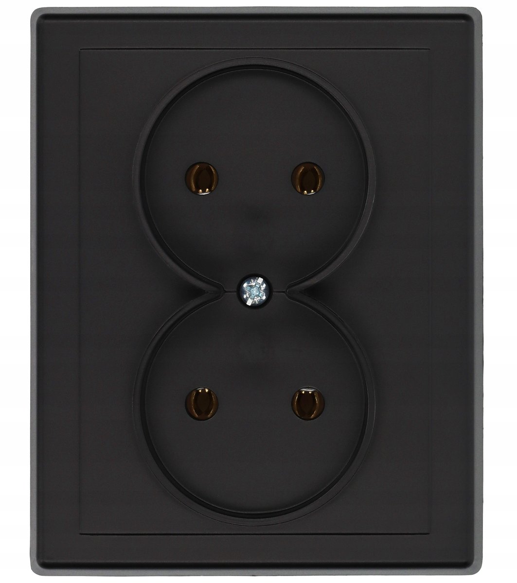 Gniazdo podwójne bez uziemienia JOWISZ czarny mat