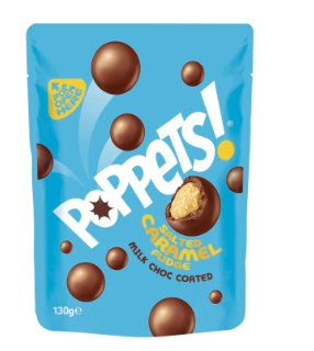 Poppets- Salted caramel fudge milk chocolate coated 130g