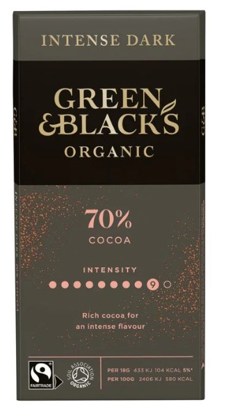 Green & Black organic 70 %cocoa intensity Organiczna tabliczka ciemnej czekolady 90g