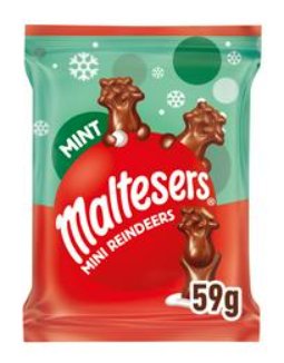 Maltesers Renifer Czekoladowy Świąteczny Miętowy Mini 59g