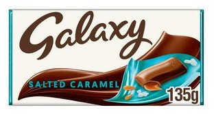 Galaxy Salted Caramel & Milk Chocolate Block Bar Vegetarian 135g