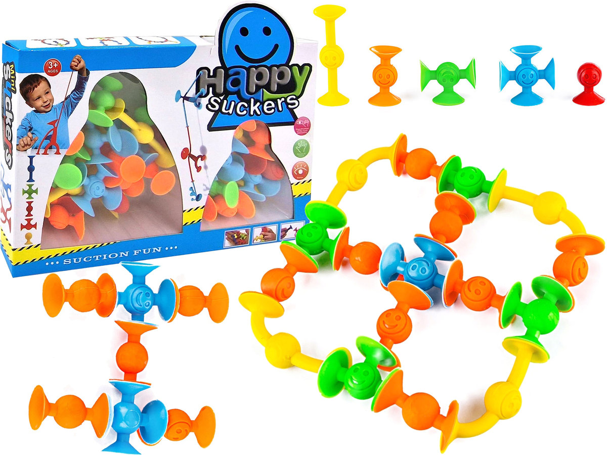 Silikonowe Klocki PRZYSSAWKI KONSTRUKCYJNE 35 el. Kolorowe Miękkie do wody