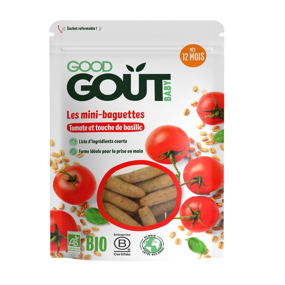 GOOD GOUT MINI BAGIETKI Z POMIDORAMI BIO, 70G
