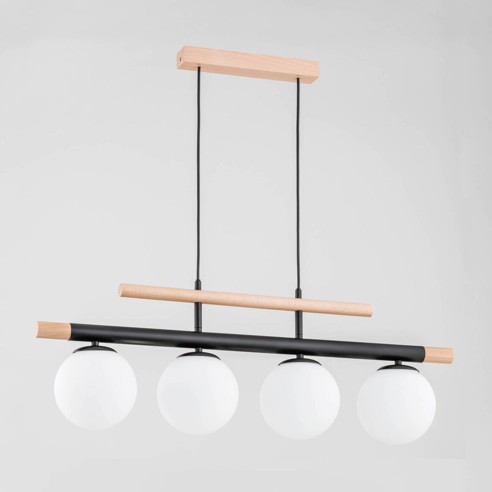 Alfa Modna lampa wisząca wykonana z drewna, 4-punktowa