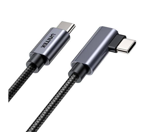 Unitek Kabel kątowy 90 USB-C do USB-C, PD / QC 3.0, 100W 0,5 m, czarno-szary