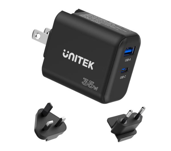 Unitek GaN Power Delivery 35W USB-C USB-A (czarny)