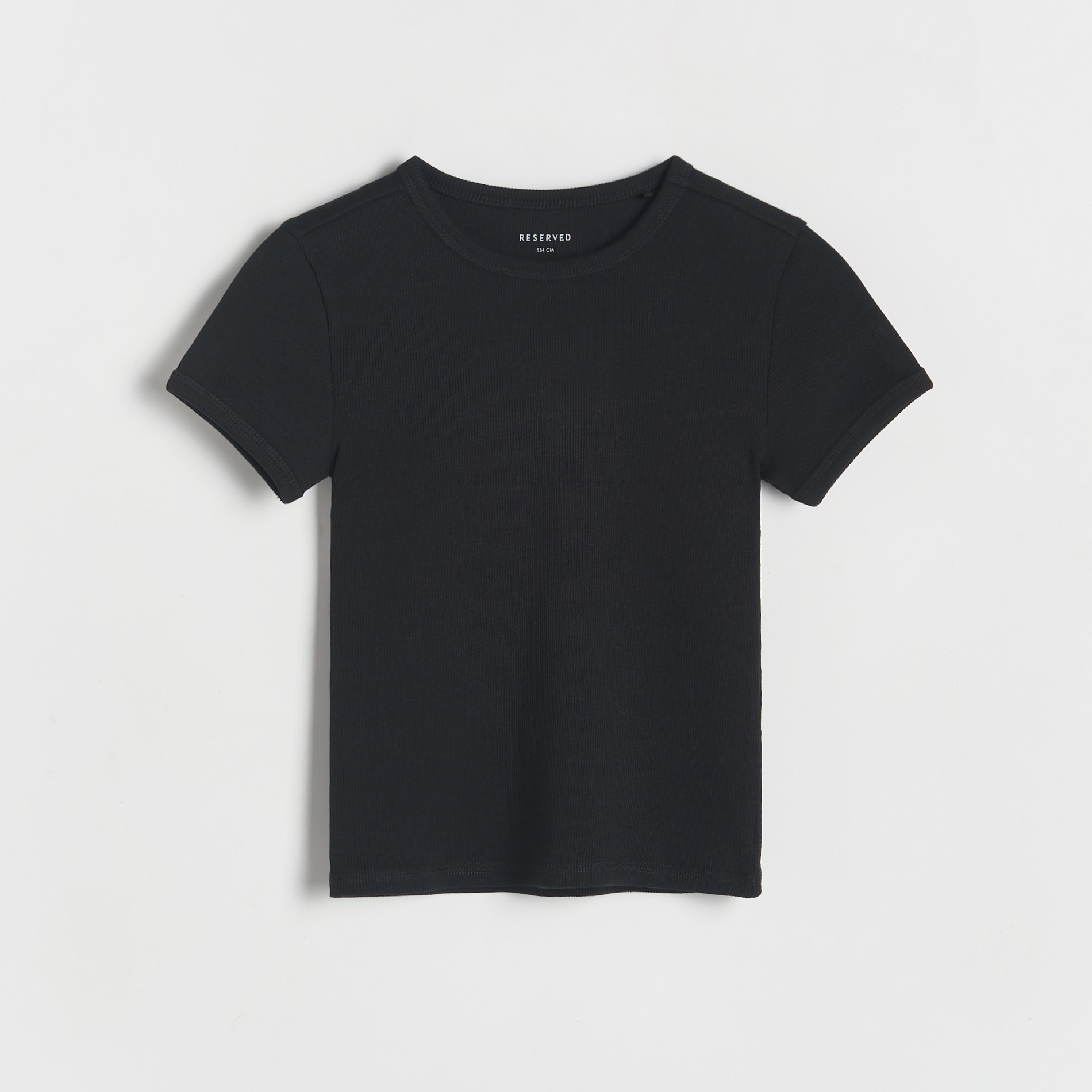 Reserved - Bawełniany t-shirt w prążki - Czarny
