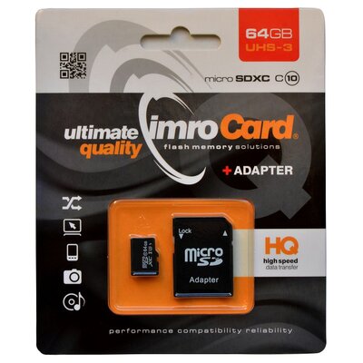 IMRO 64GB microSDXC kl. 10 UHS-3 + adapter