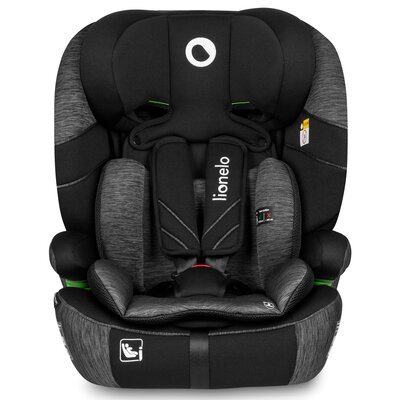 Lionelo,  Fotelik LEVI ONE I-SIZE (od 80 do 150 cm), BLACK GREY, Czarny