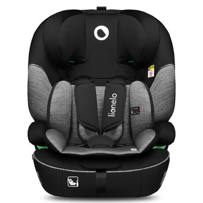 Lionelo,  Fotelik LEVI I-SIZE (od 80 do 150 cm), BLACK GREY, Czarny