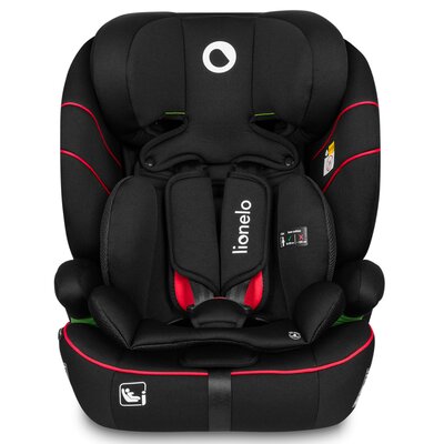 Lionelo,  Fotelik LEVI I-SIZE (od 80 do 150 cm), SPORTY BLACK, Czarny