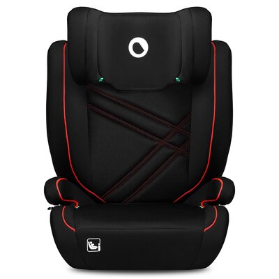 Lionelo, fotelik samochodowy LO-HUGO I-SIZE (100-150 cm), Sporty Black Red, Czarny