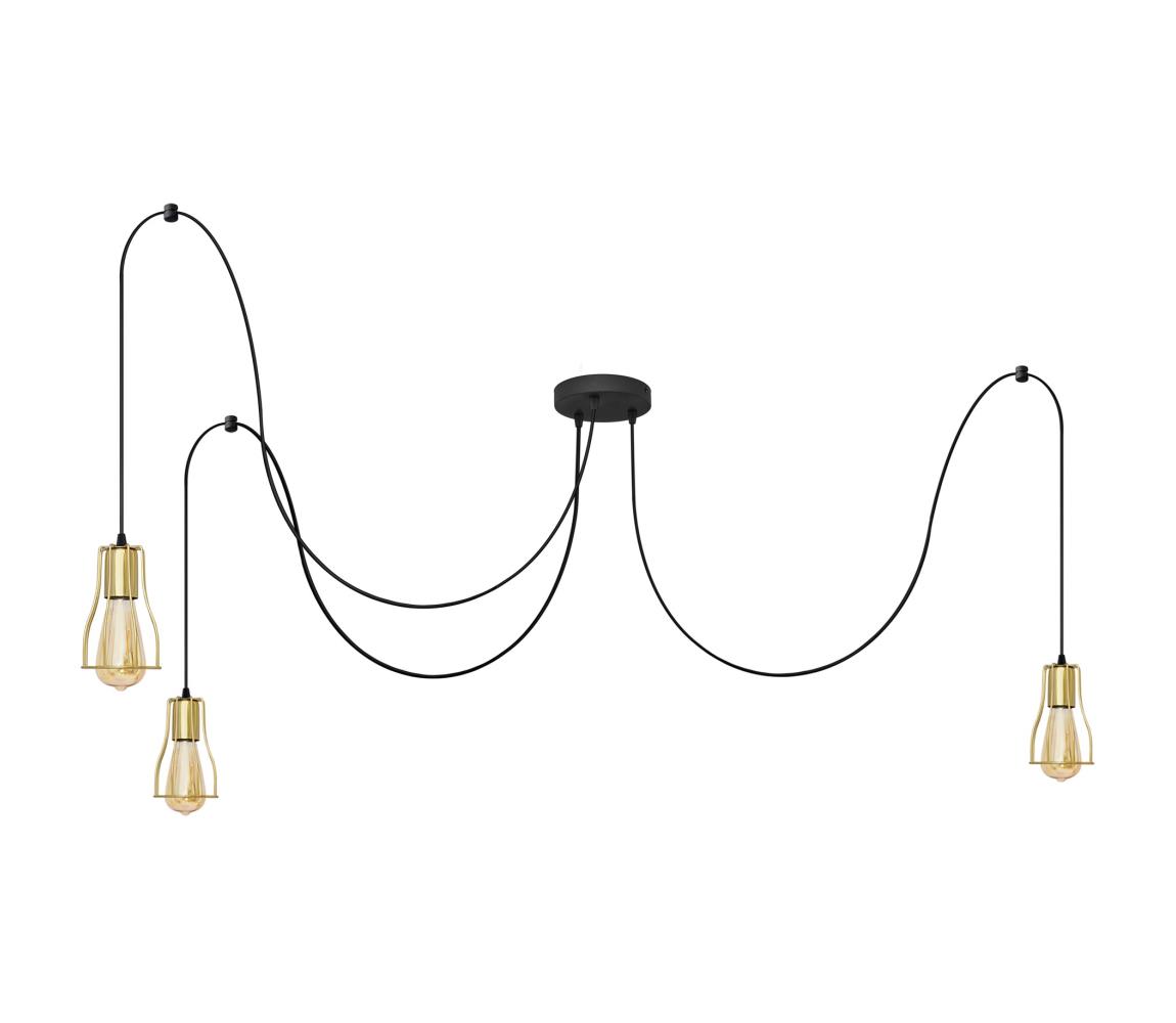 Żyrandol na lince TUBE 3xE27/10W/230V czarny/złoty