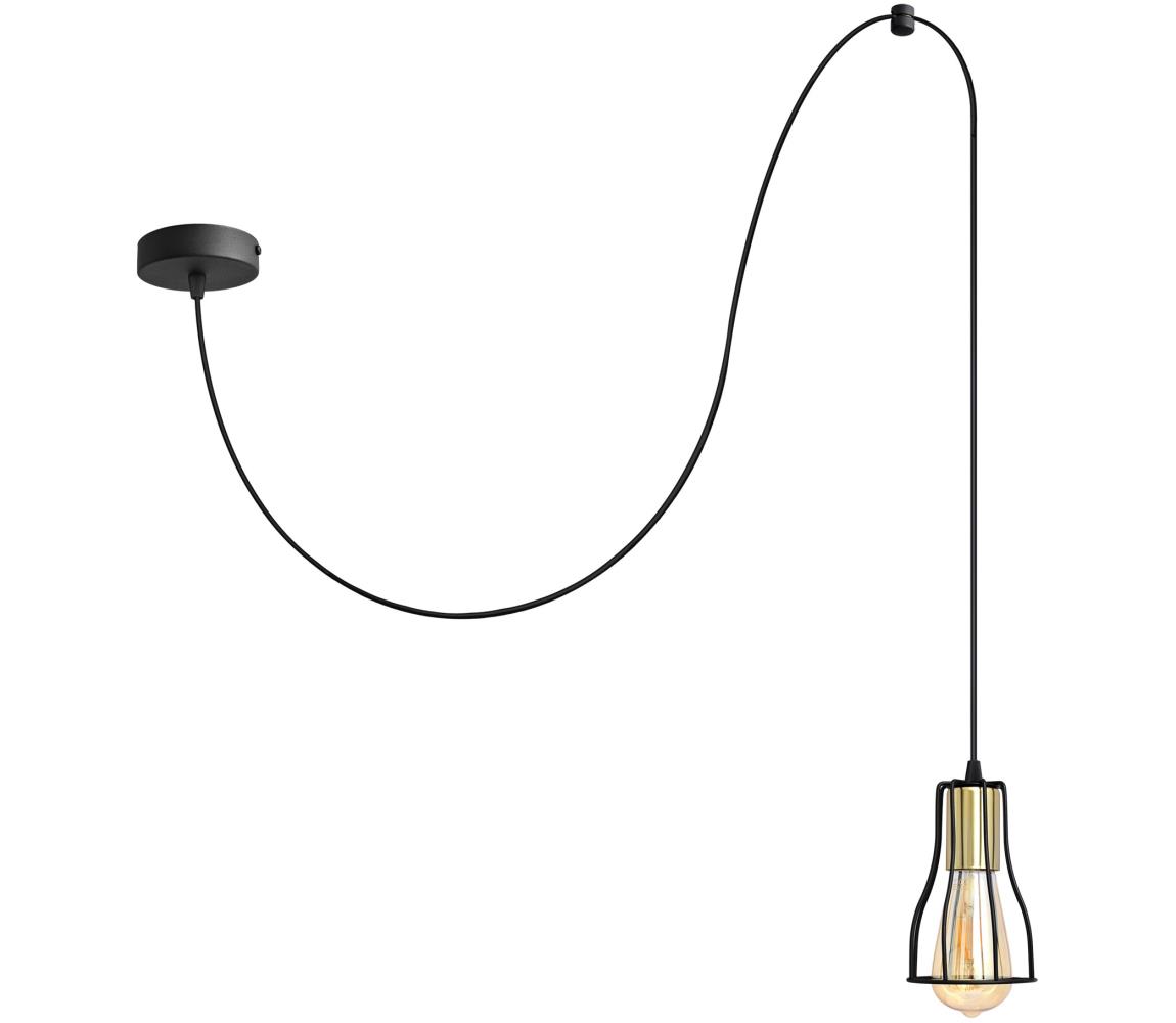 Żyrandol na lince TUBE LONG 1xE27/15W/230V czarny/złoty
