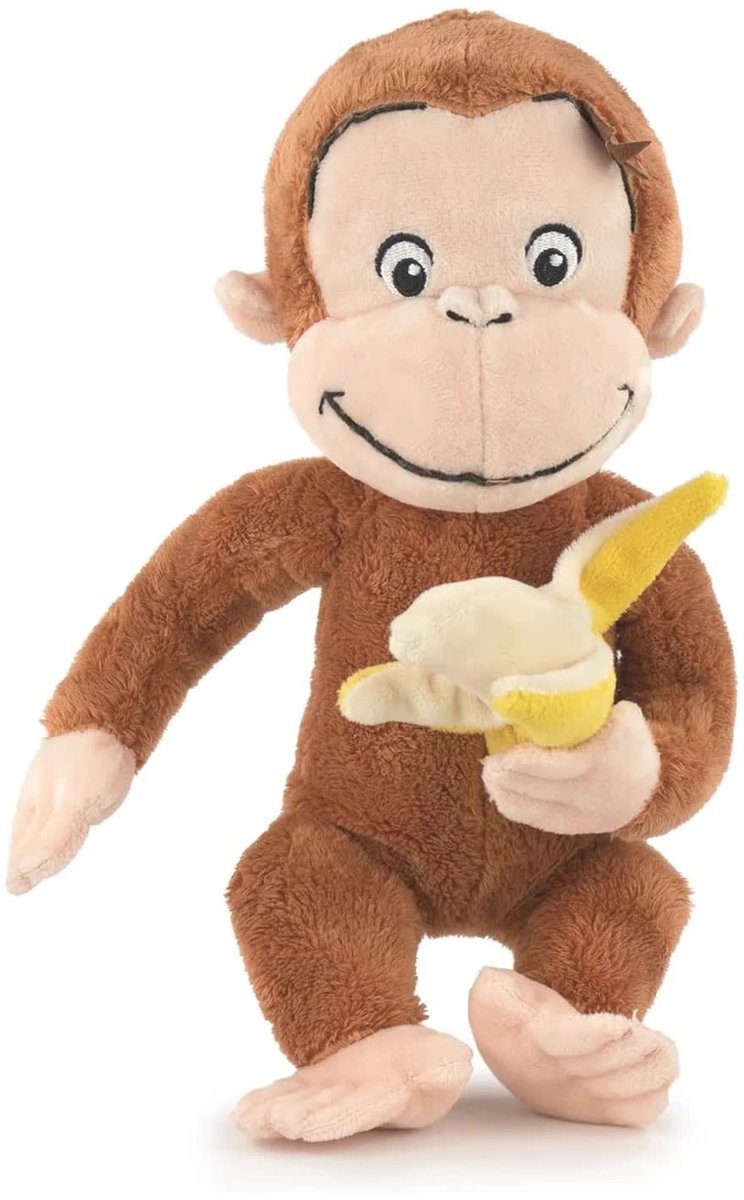 Ciekawski George maskotka pluszowa małpka George z bananem 30 cm oryginalny pluszak na licencji renomowany producent miły plusz klasyczny wiek dziec..