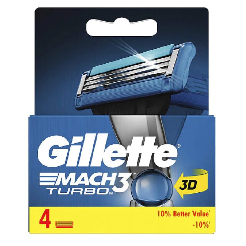 Gillette Mach3 Turbo Wkłady do Maszynek, 4 Szt.
