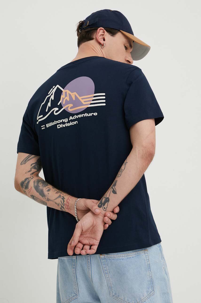 Billabong t-shirt bawełniany BILLABONG X ADVENTURE DIVISION męski kolor granatowy z nadrukiem