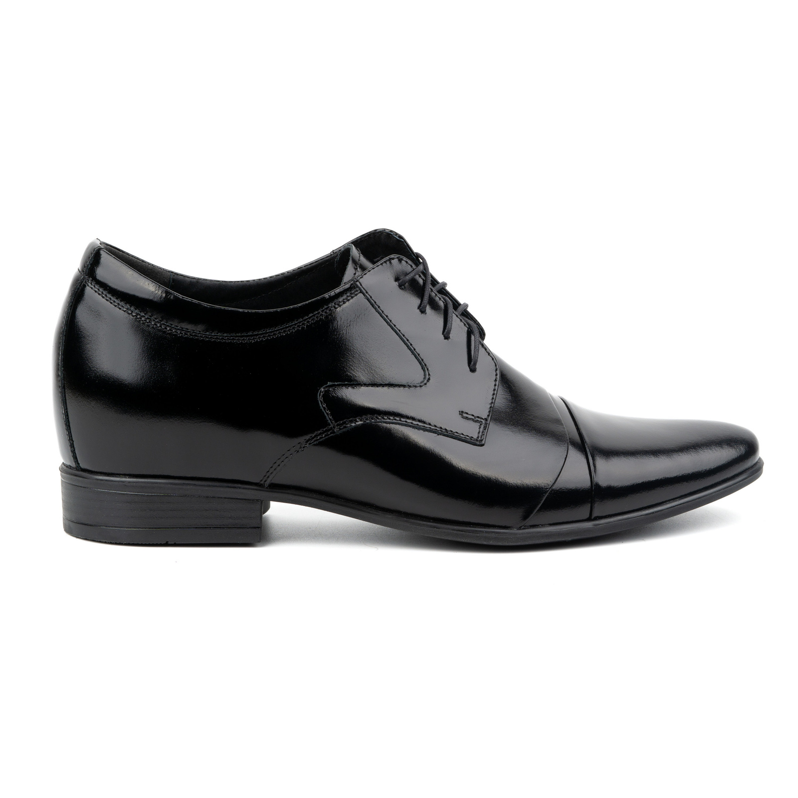 Buty męskie podwyższające skórzane eleganckie wizytowe P12 czarne - Buty Olivier
