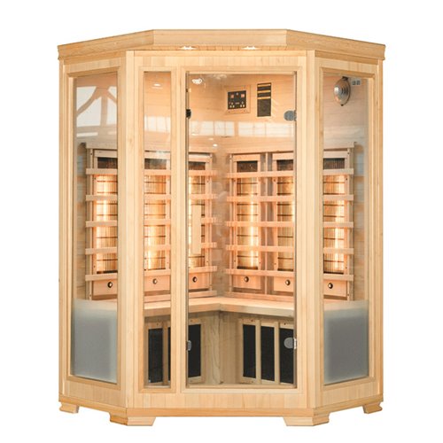 Sauna na podczerwień 3-osobowa 120x120 cm grzejniki kwarcowe i karbonowe Bergen2 Infrared