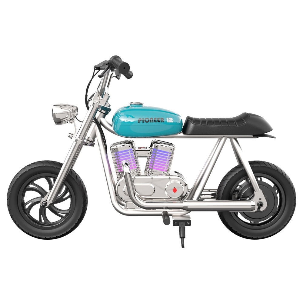 Elektryczny motocykl dla dzieci HYPER GOGO Pioneer 12 Plus z aplikacją, 5.2Ah 160W z oponami 12'x3', zasięg 12KM - niebieski