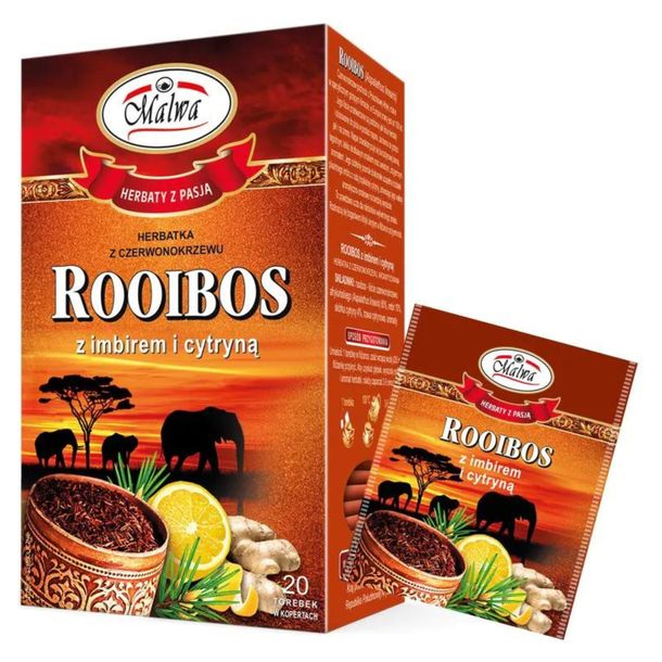 ﻿Malwa Herbata Rooibos z imbirem i cytryną 40 g (20 x 2 g)