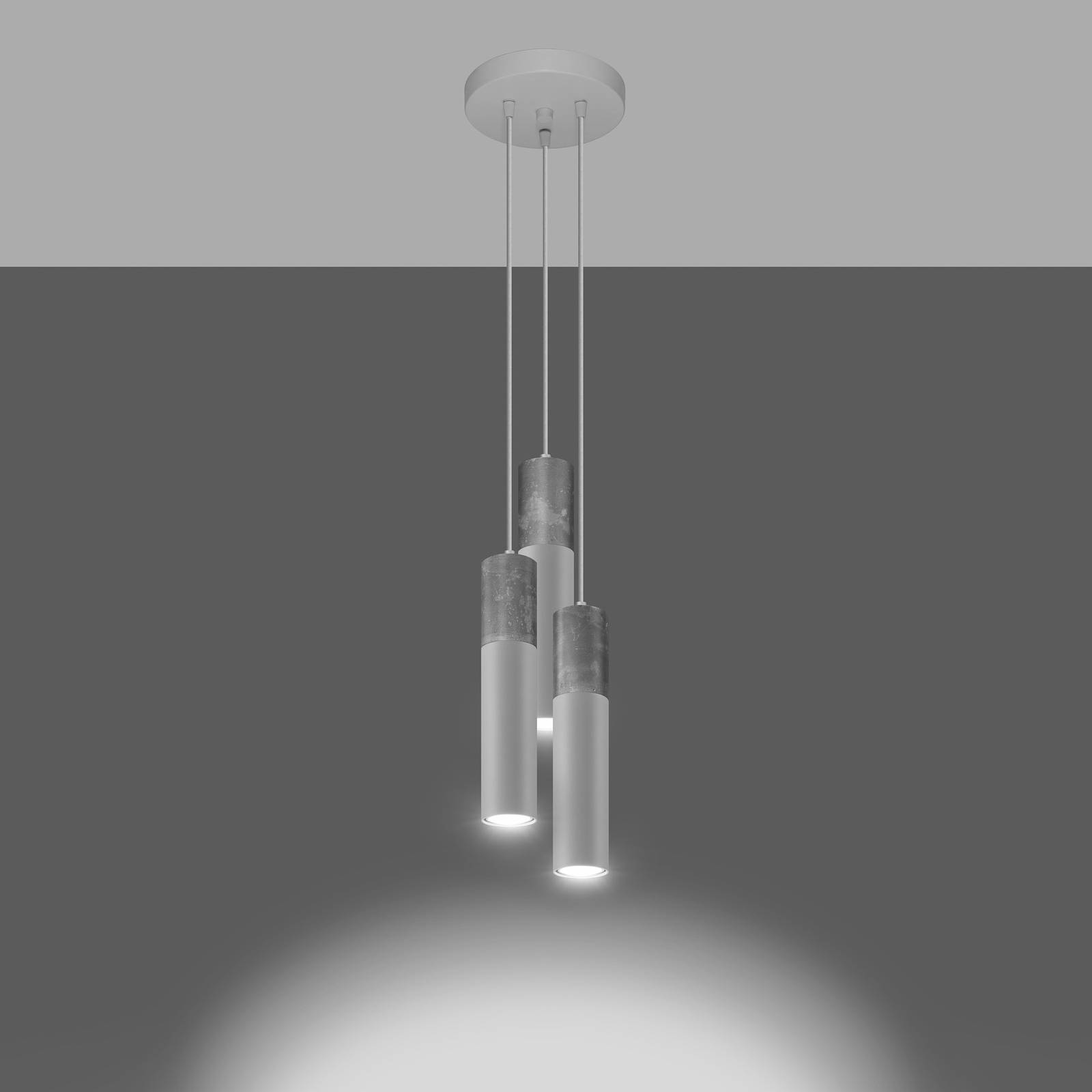 Lampa wisząca Euluna Isabeau 3-punktowa biała/szara