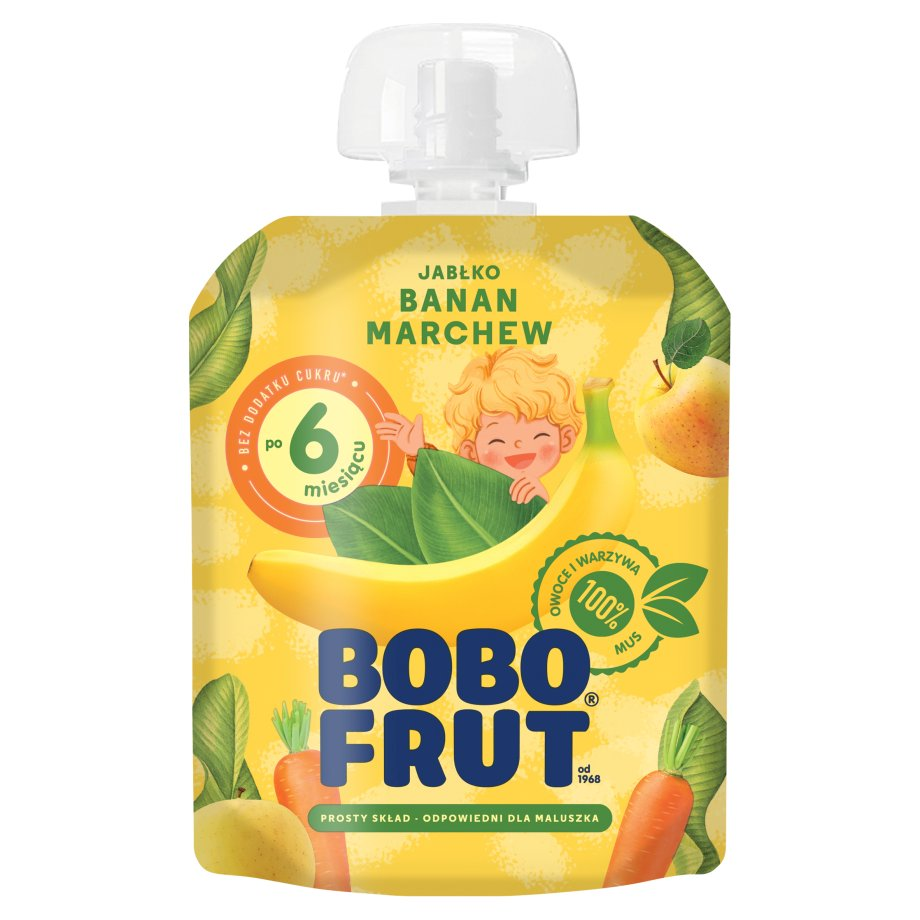 Bobo Frut - Deserek jabłko, banan, marchew. Produkt utrwalony termicznie, pasteryzowany.