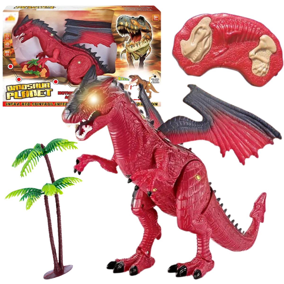 Dinozaur Smok Zdalnie Sterowany Rc Światło Dżwięk Chodzi Ryczy Świeci Duży
