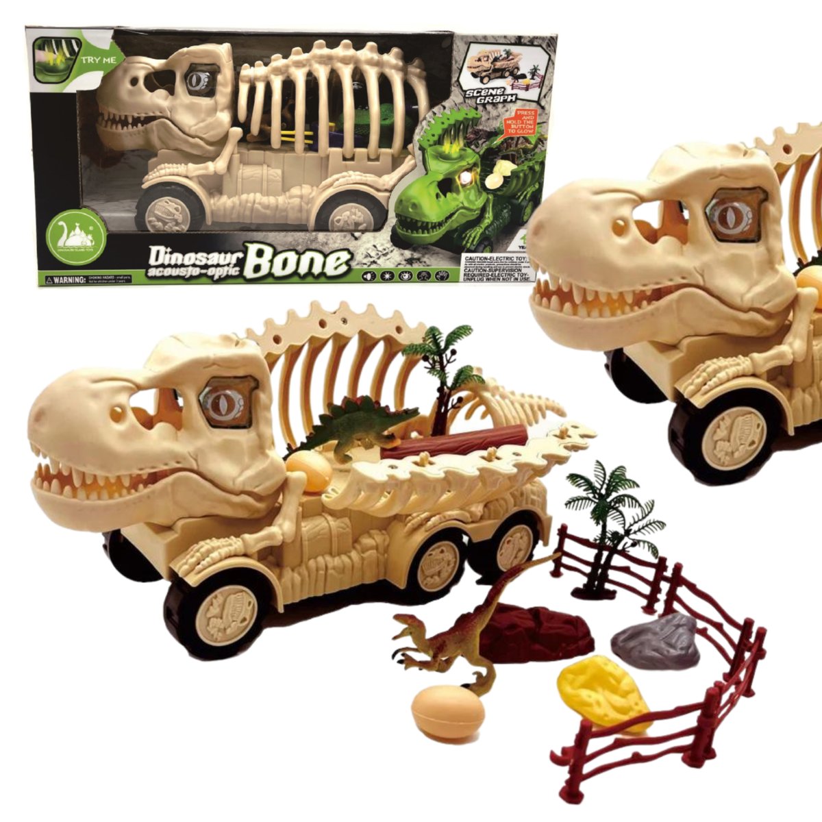 Zestaw Szkielet Dinozaura Interaktywny Transporter Figurki Dinozaurów