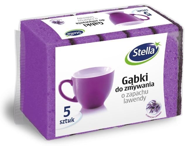 STELLA GĄBKI DO ZMYWANIA ZAPACH LAWENDY 5SZT