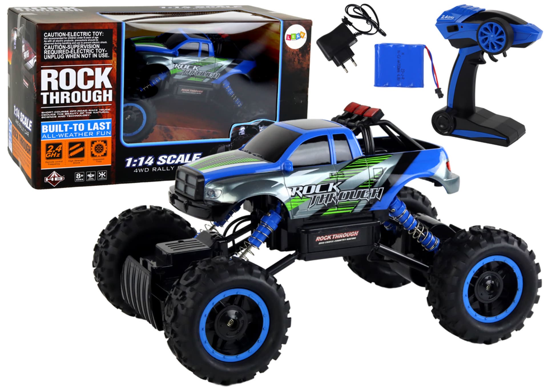 Auto terenowe niebieskie R/C 1:14 2.4G Leantoys