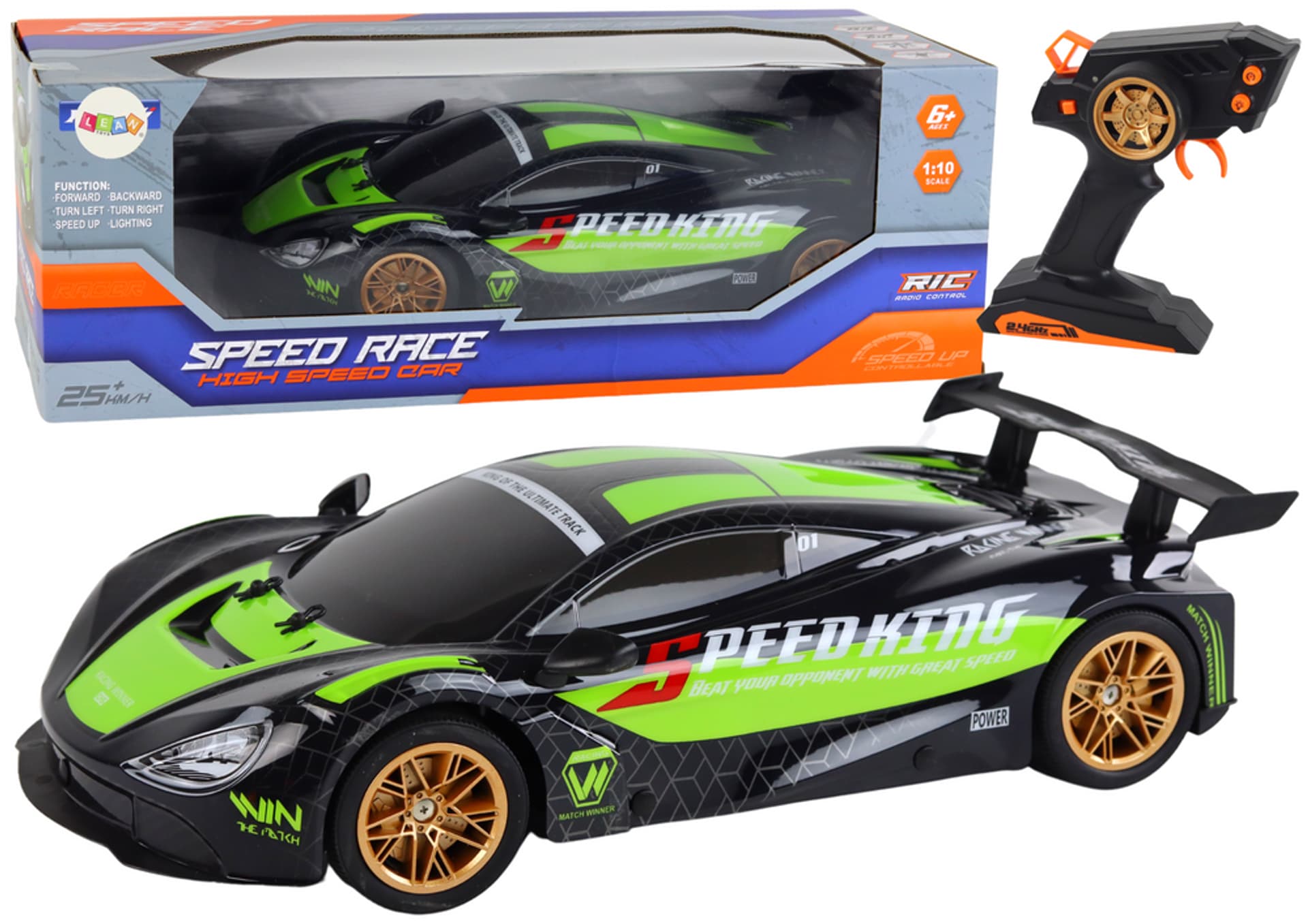 Auto sportowe R/C 1:10 zielono-czarne Leantoys
